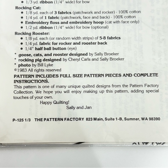 Vintage 1983 The Pattern Factory P-125 Rockables Pattern Art & Craft DIY Guide - Picture 6 of 6